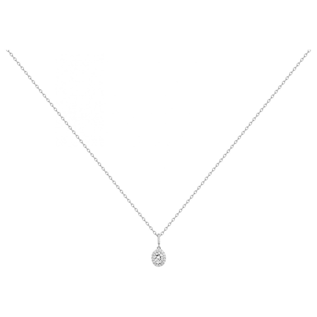 Collier mono-motif en Argent avec oxyde de zirconium blanc