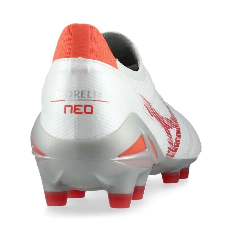 Mizuno Morelia Neo IV Beta Elite FG/AG Charge - Blanc/Radiant Red