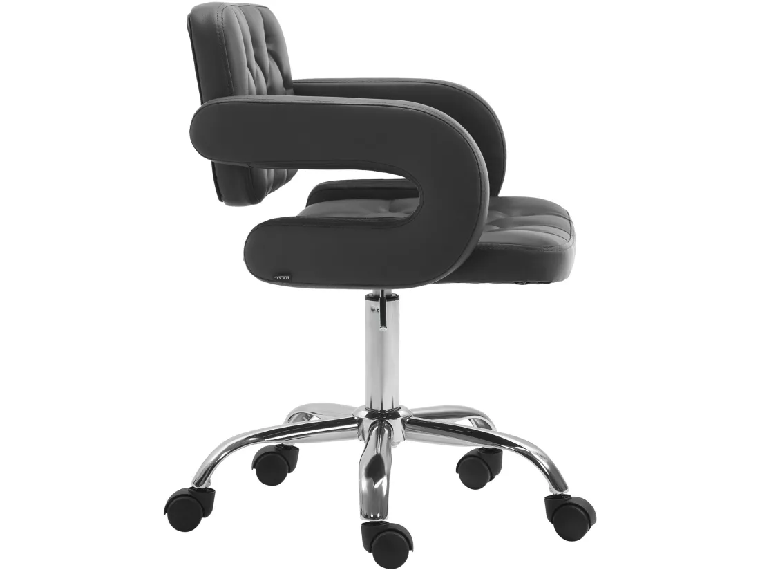 Chaise de bureau - Similicuir & Métal chromé - Noir - Dublin