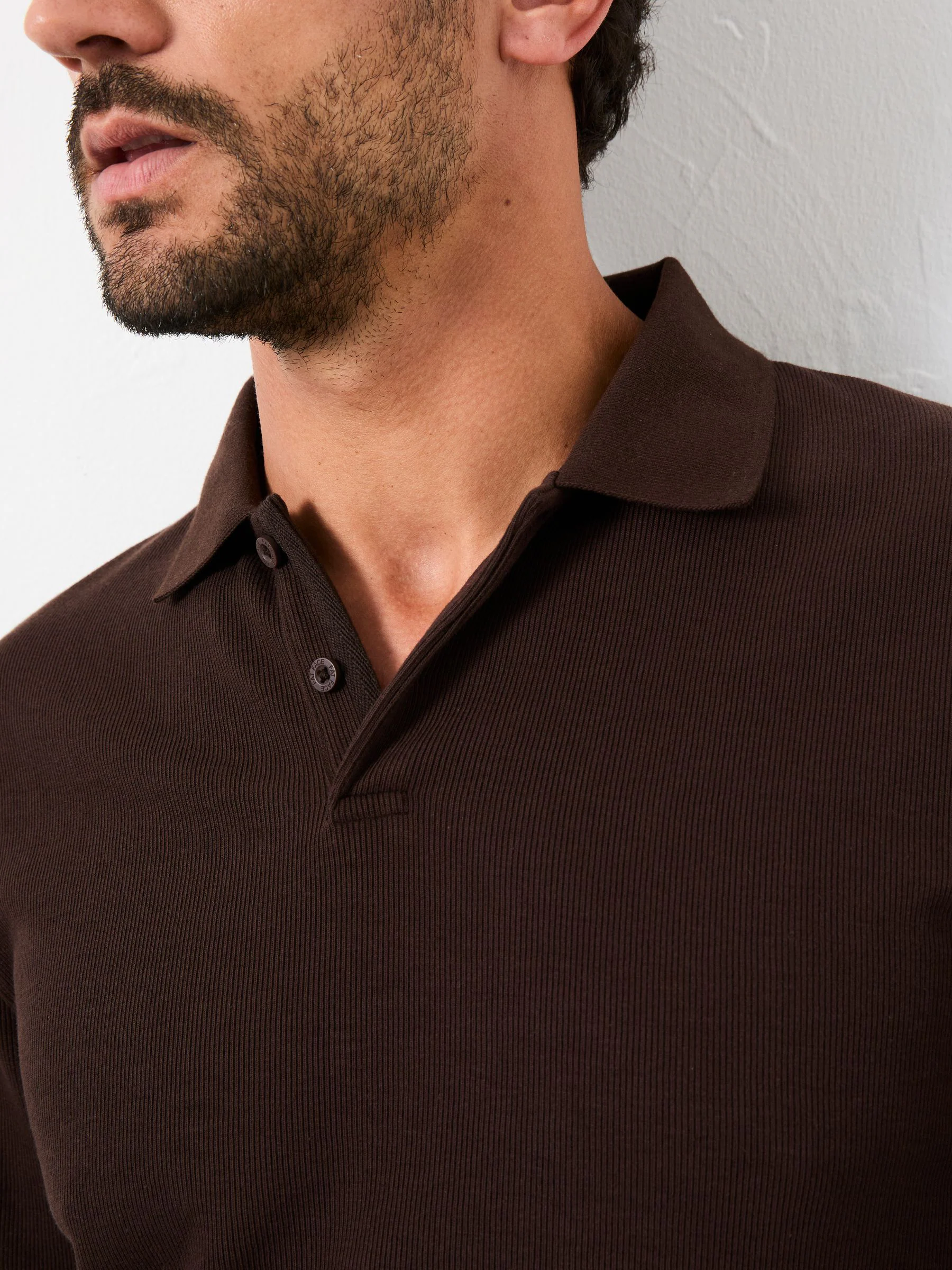 Chocoladebruin - FatFace Long Sleeve Ribbed Polo