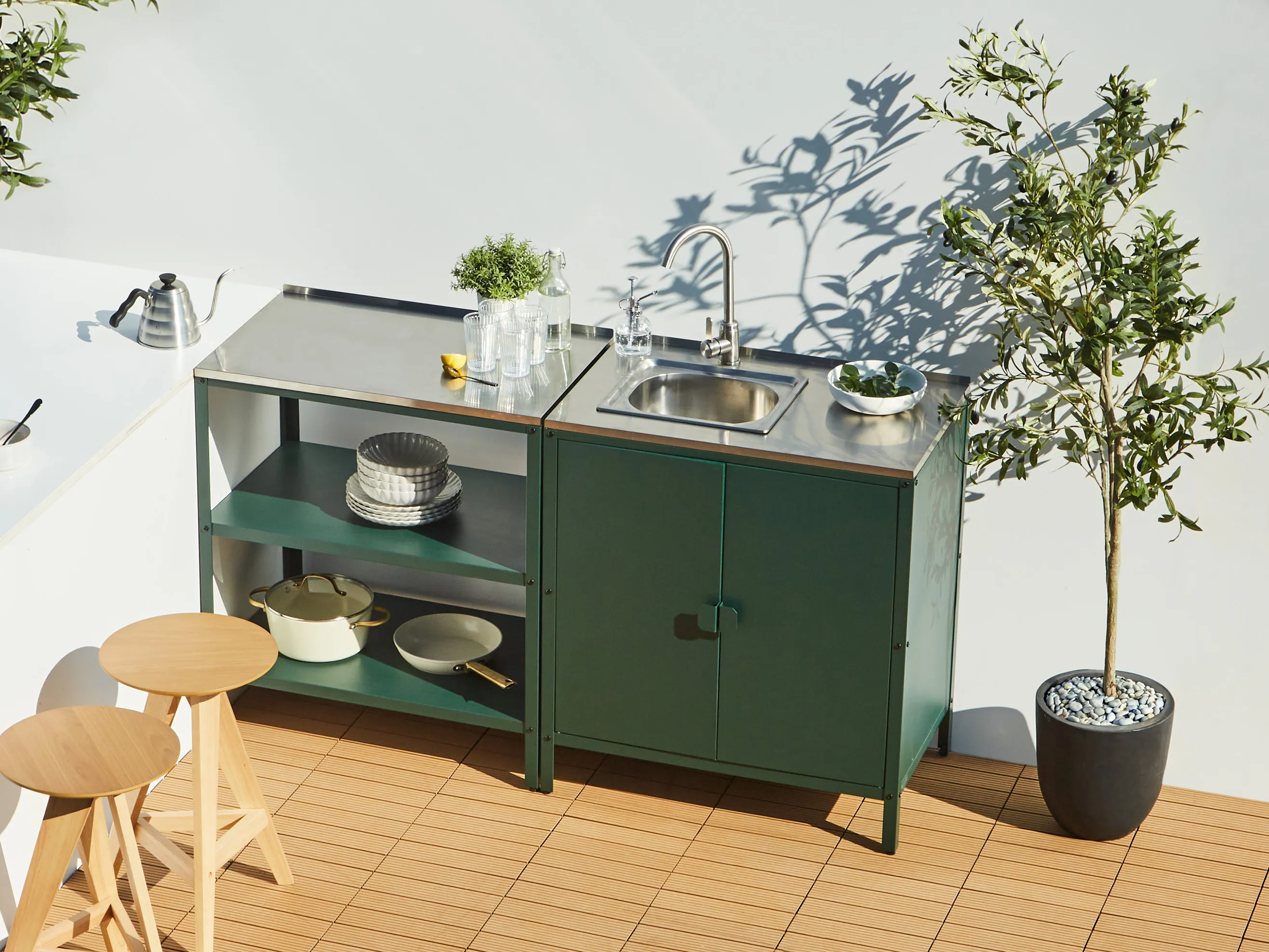 Tuin keukenset 2-delig met spoelbak VILAMA Metaal Groen