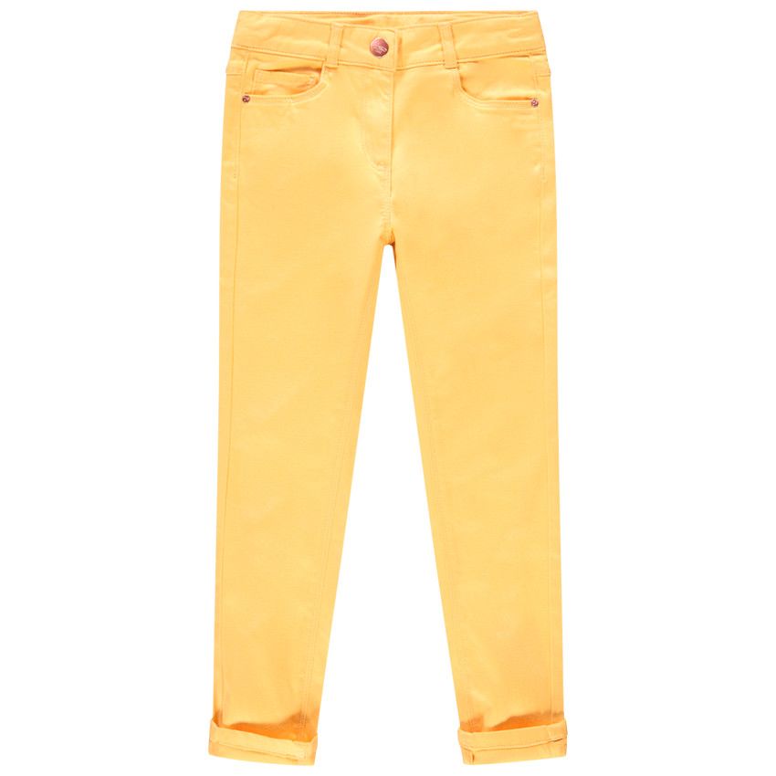 Pantalon slim en twill uni pour enfant fille - Jaune