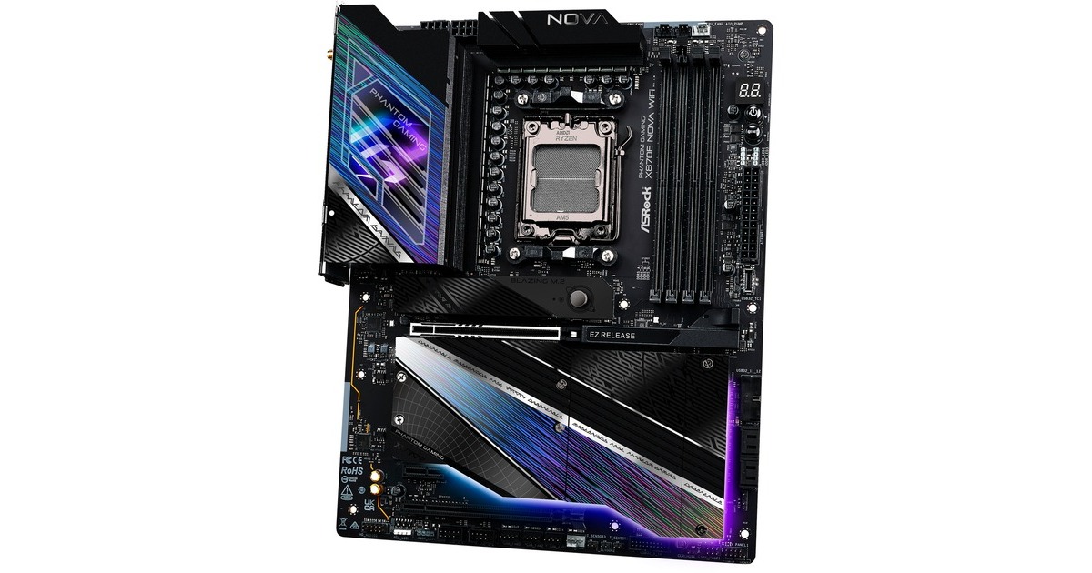 ASRockX870E Nova WiFi socket AM5 moederbord  (RAID, 5 Gb-LAN, WLAN, BT, E-ATX, Tweedekans)