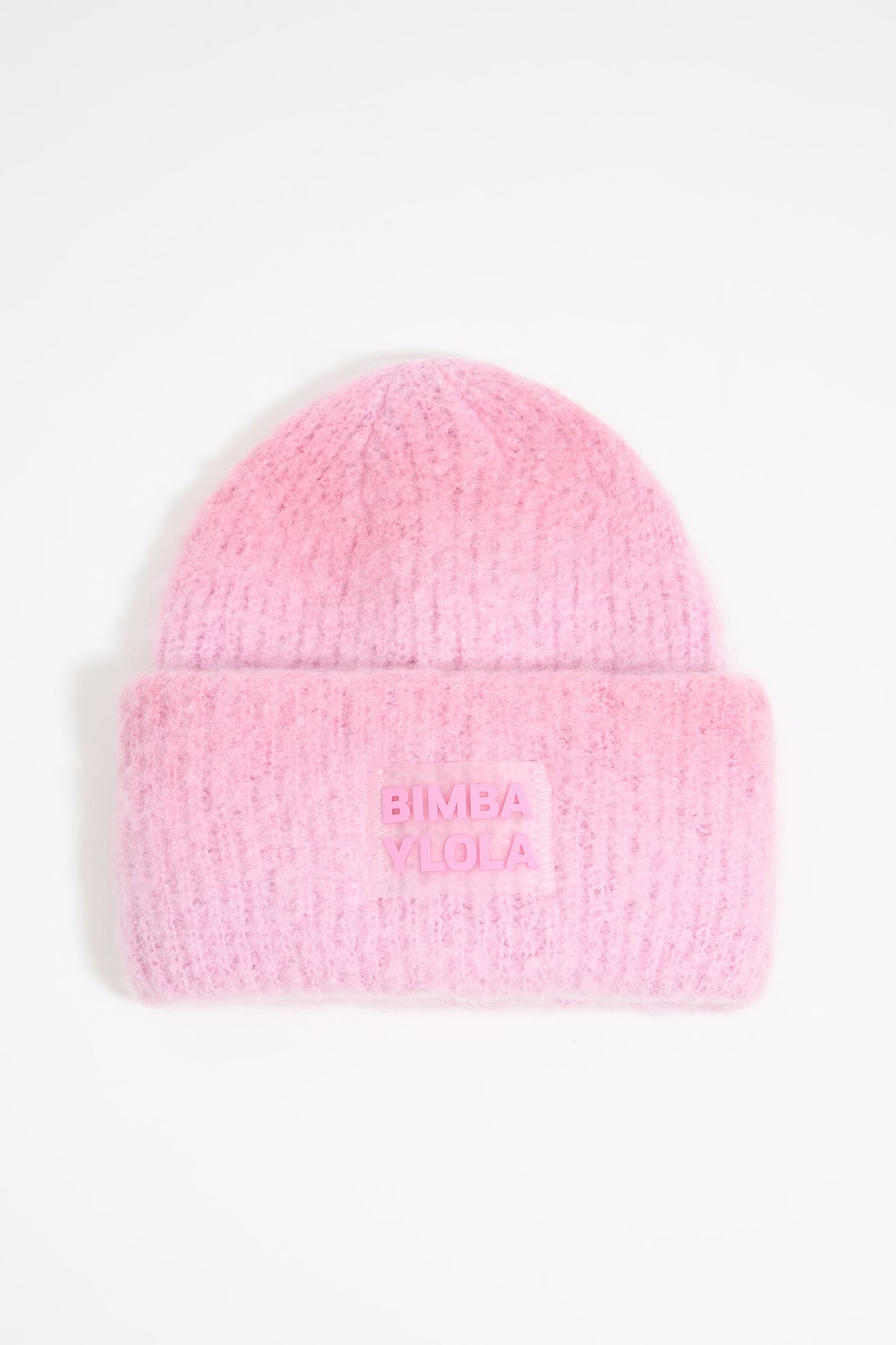 Gorro de tricô rosa degradê