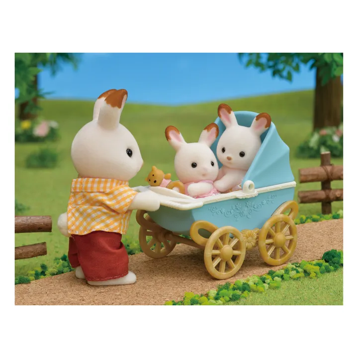 Sylvanian Families Jumeaux Lapin Chocolat et Poussette double