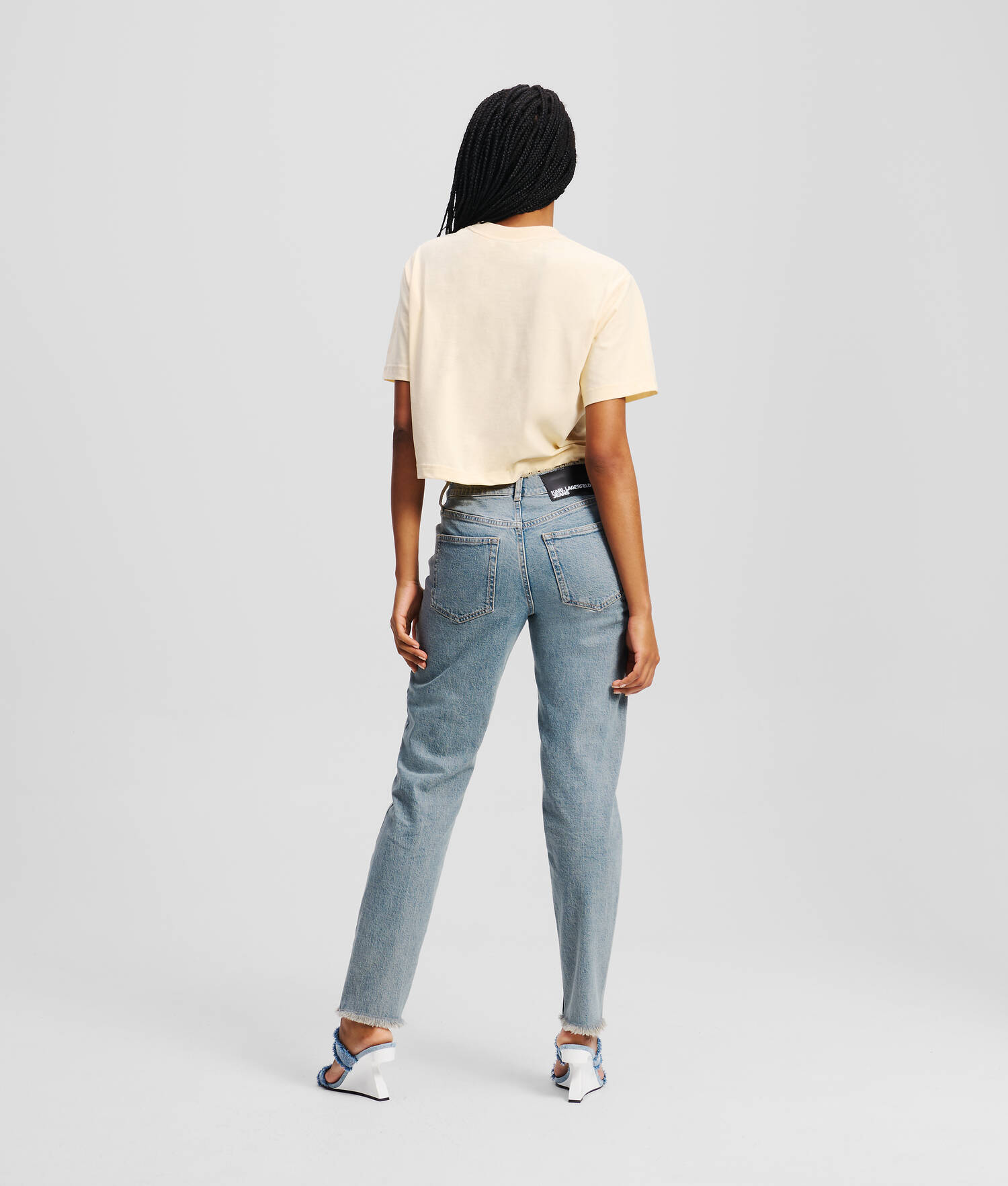 JEAN MOM - Bleu moyen lavé teinté