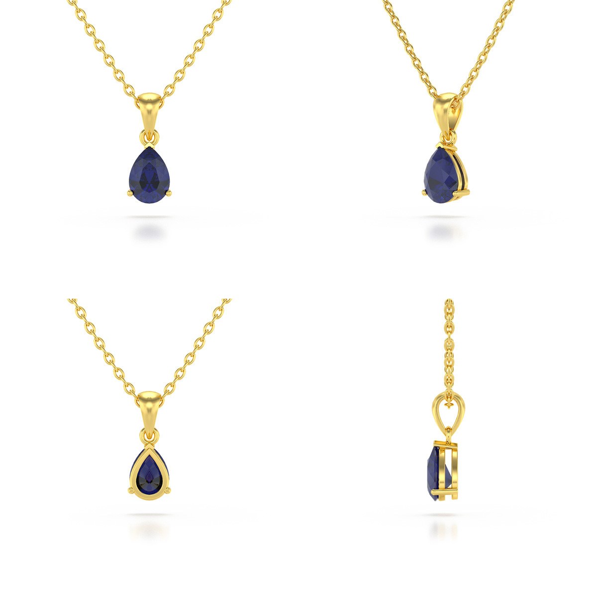 Collier Pendentif ADEN Or 585 Jaune Saphir Chaine Or 585 incluse 0.49grs
