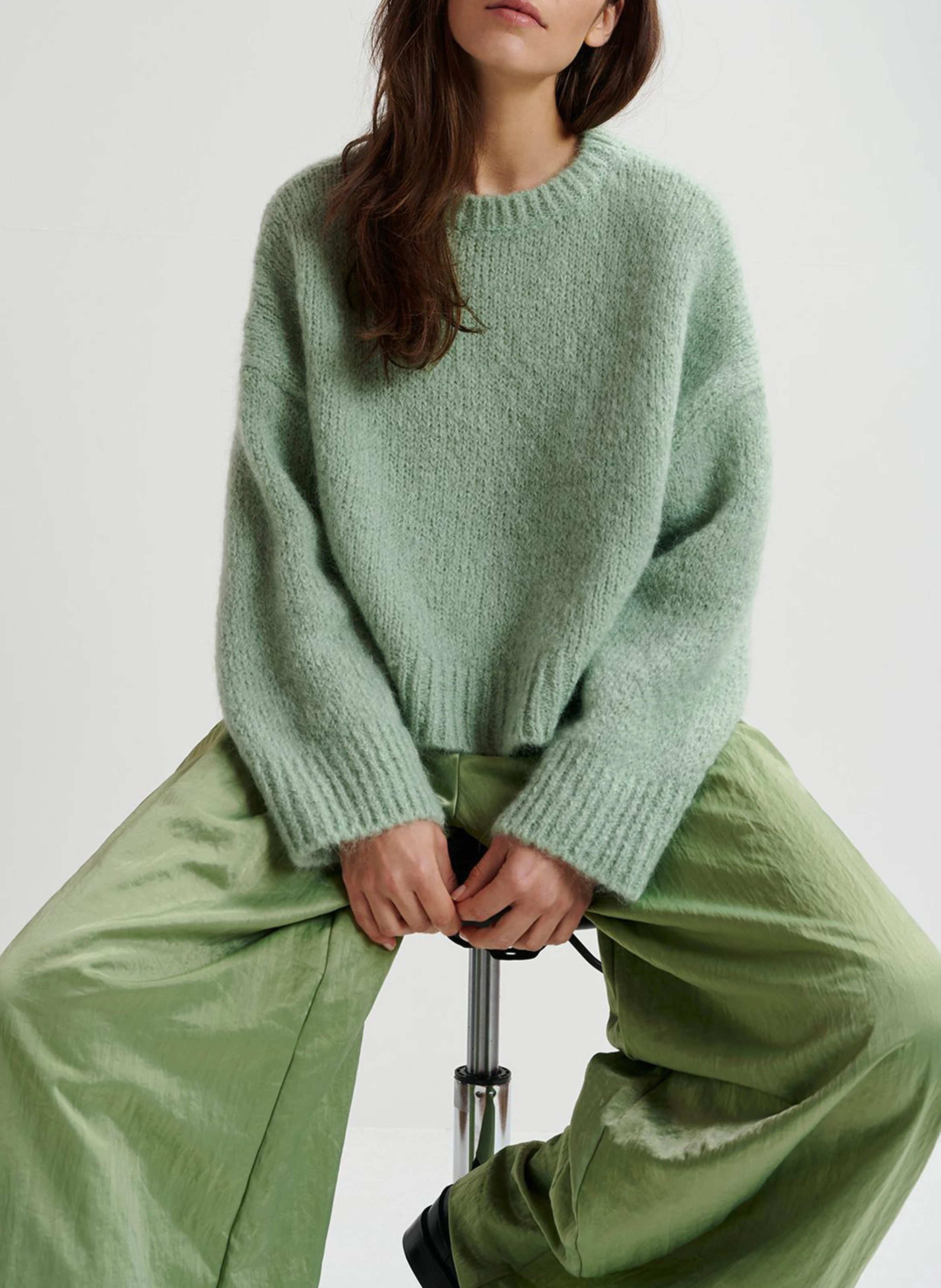 GRIFFIN - Pull col roulé en mohair mélangé | Vert