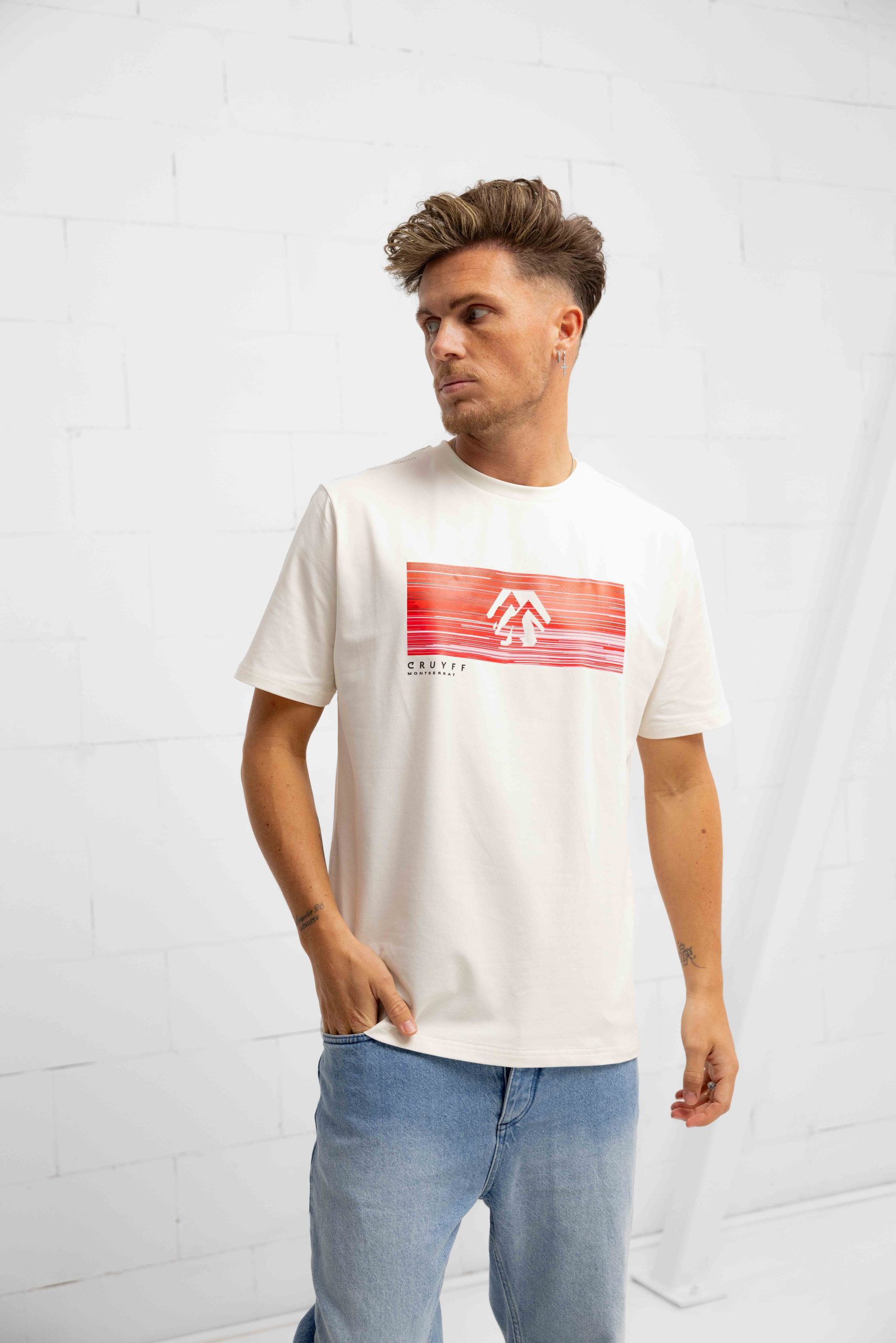 Cruyff Prima T-Shirt Heren Gebroken Wit