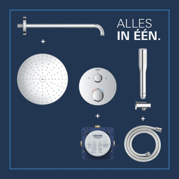 Grohe Precision Thermostat Perfect inbouw douchesysteem met Vitalio Rain Mono 310 hoofddouche rond Chroom