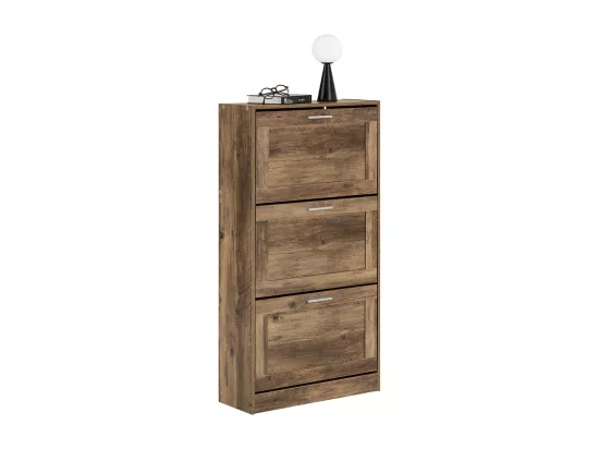 SoBuy FSR137-L-F Meuble à Chaussures Armoire à Chaussures Meuble d'entrée, Meuble de Rangement à Chaussures avec 3 Abattants pour Entrée Couloir