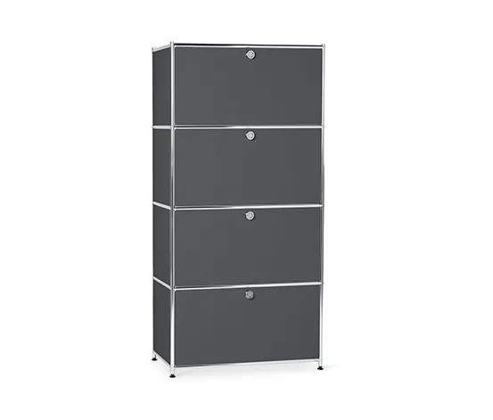 Highboard Metall »CN3« mit 4 Klappenfächern, grau