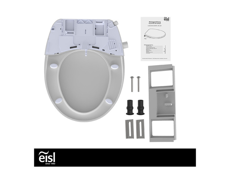 Douche-wc opzetstuk met soft-close-mechanisme en snelsluiting