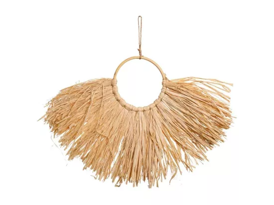 Collier décoratif mural en fibre naturelle marron 23x02x16h