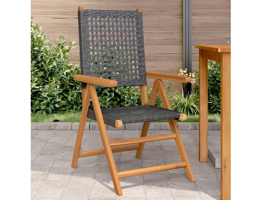 VIDAXL - Chaises de jardin lot de 2 noir bois massif d'acacia et roti...