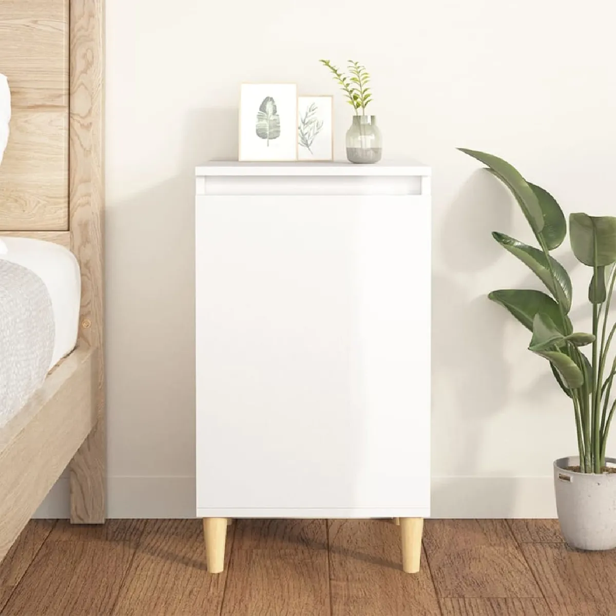 vidaXL Table de chevet blanc brillant 40x35x70 cm