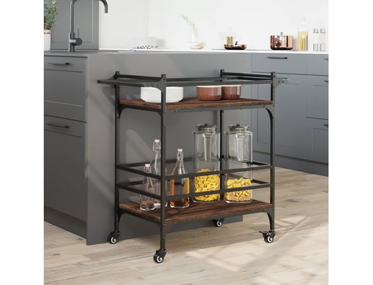 VIDAXL - Chariot de cuisine chêne marron 82x40x78,5 cm bois d'ingénie...