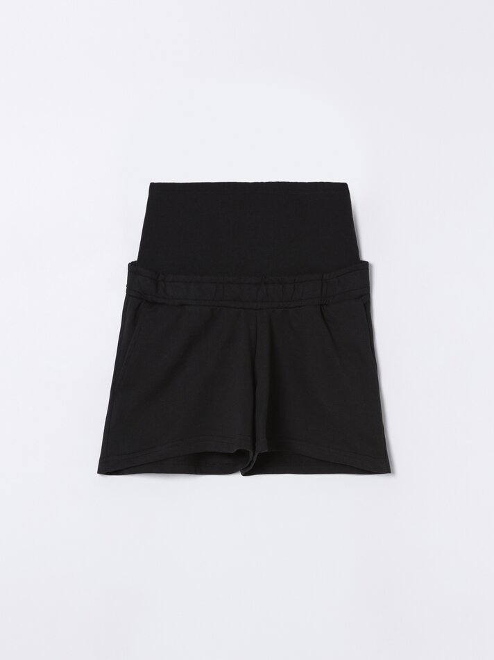 Calções de maternidade básicos em fleece - Preto