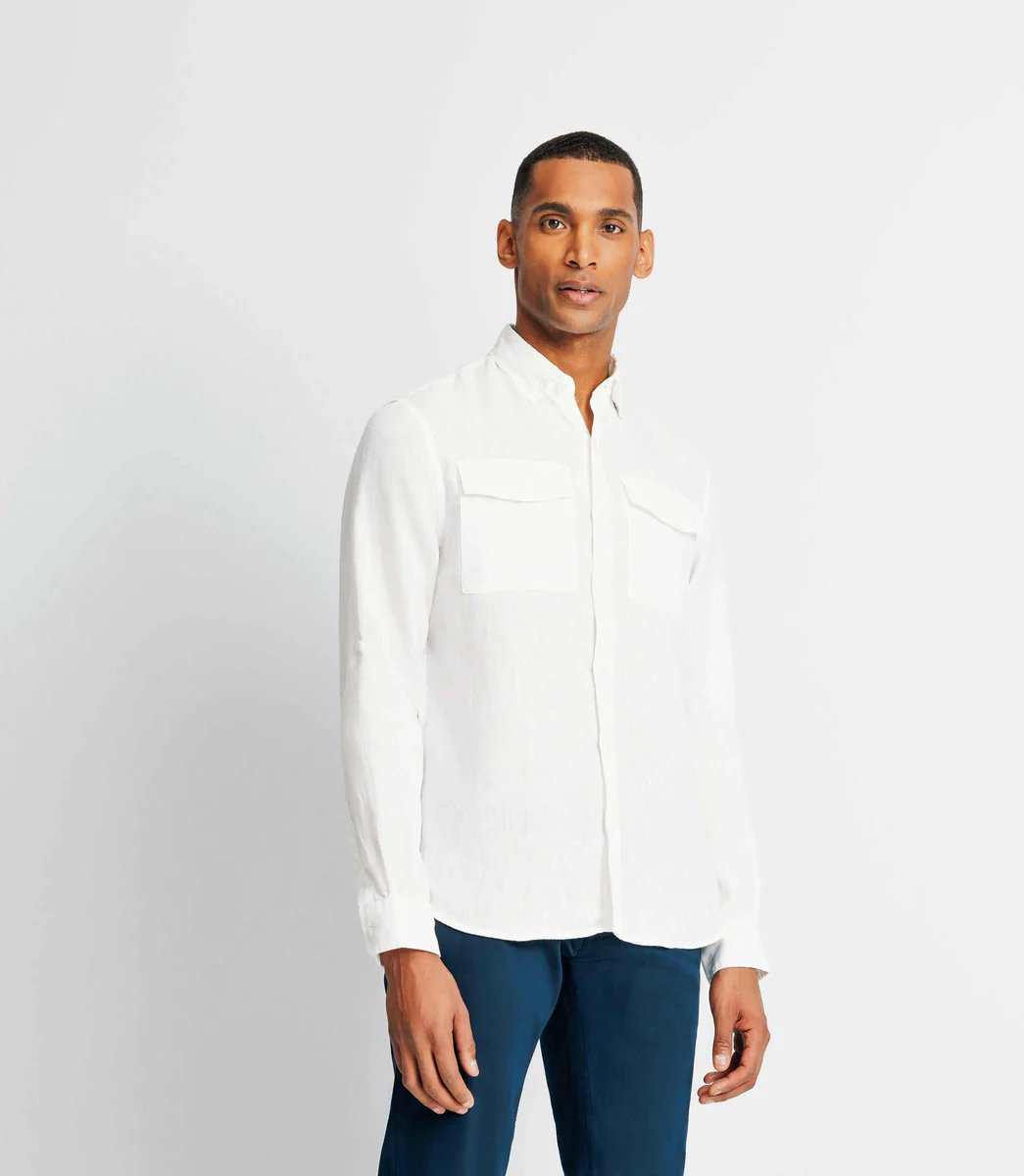 Chemise casual en lin blanche