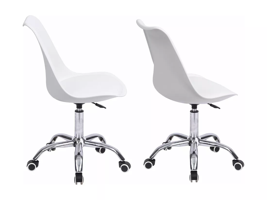 Chaise de bureau réglable en hauteur blanche ANNE - HAPPY GARDEN