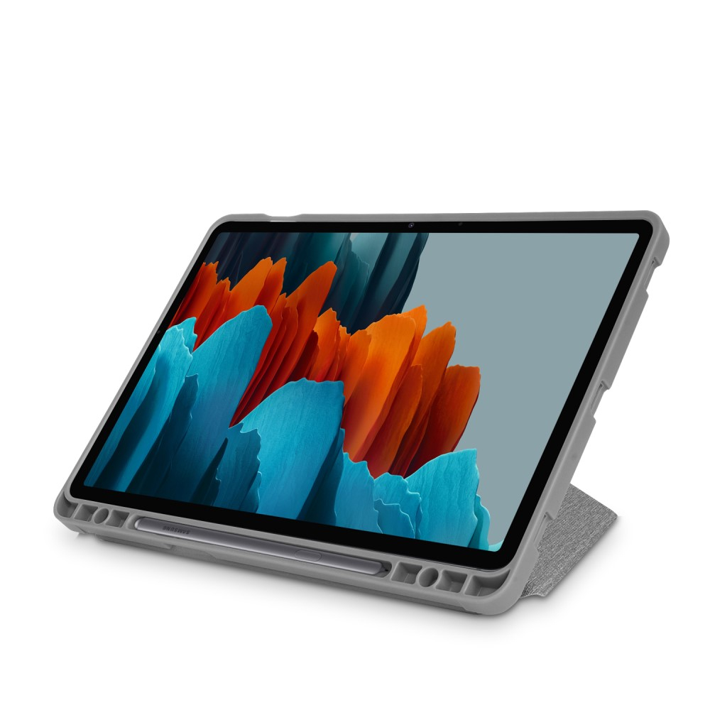 Samsung Galaxy Tab S8  Plus / Tab S7  Plus / Tab S7 FE 5G Leder Tasche Smart Cover Origami Flip Case - Grau