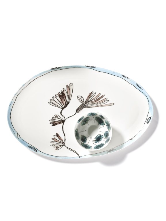 Serax Midnight Flowers by Marni Camelia Aubergine serveerschaal 46,5x30