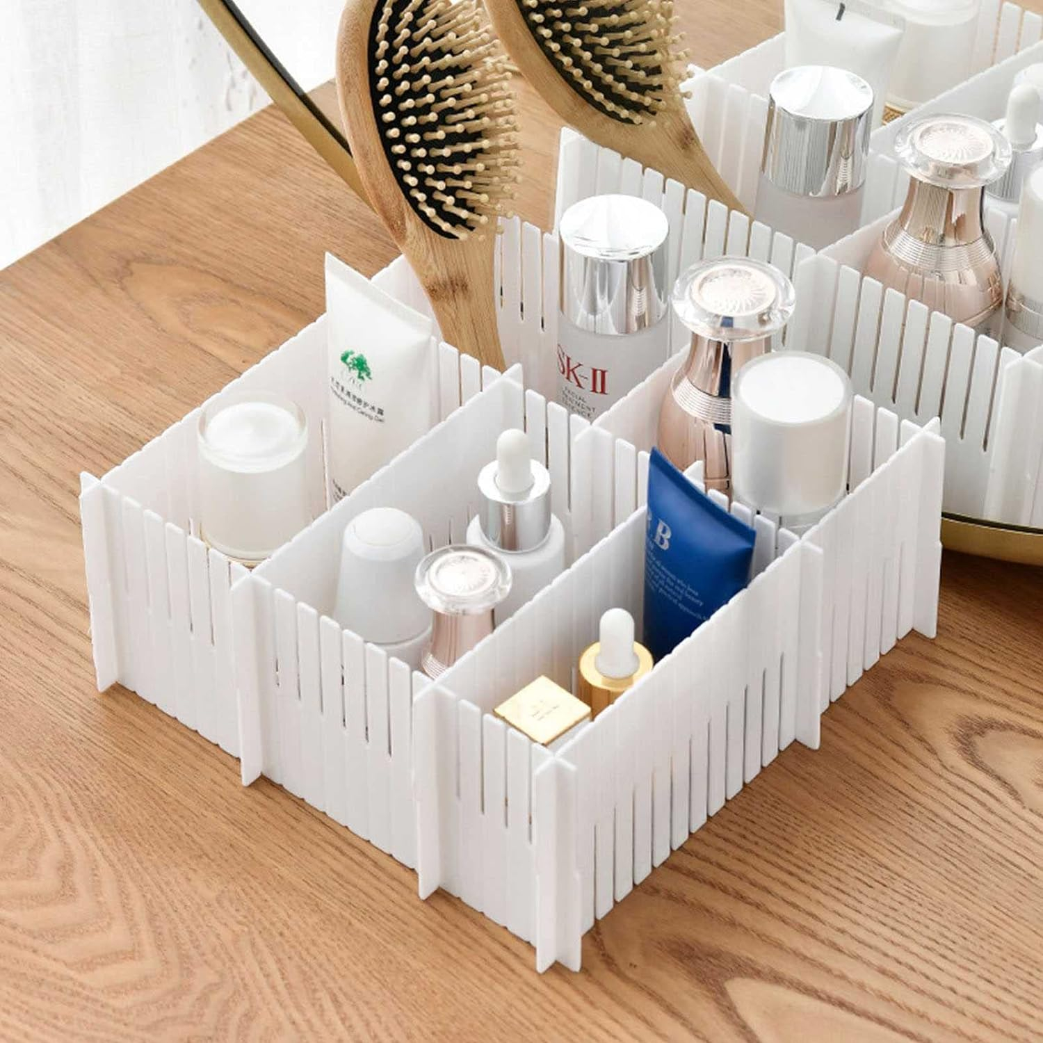 (4er Set) 37x7cm Schubladen Teiler DIY Kommoden Organizer Schrank Trenner für Besteck / Kleidung / Kosmetik - Weiss