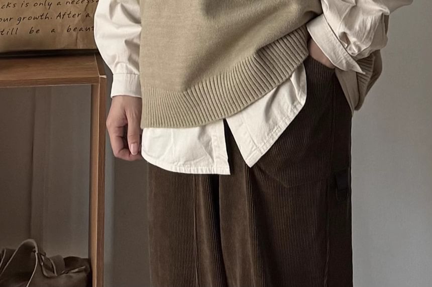 Zoslane - V-hals effen vest met knoopjes en split