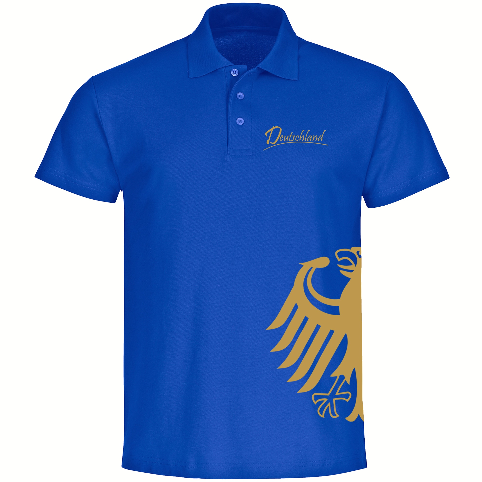 multifanshop® Poloshirt - Deutschland - Adler seitlich Gold - Druck gold metallic