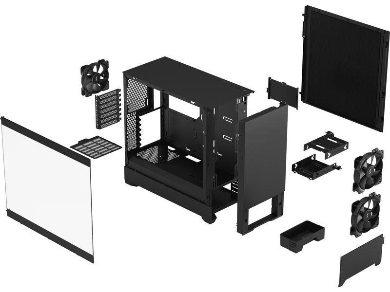 Fractal Design PC-Gehäuse Pop Silent TG Schwarz Kompaktes Midi-Tower-Gehäuse mit Sichtfenster