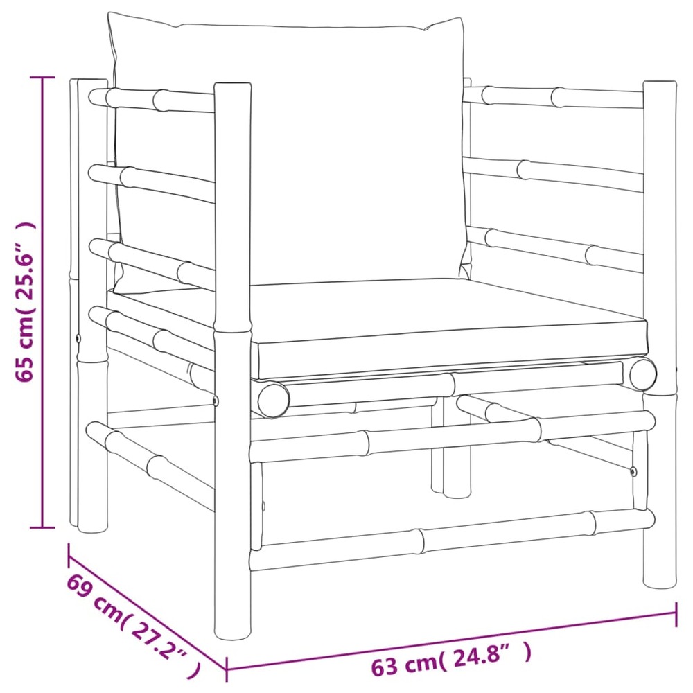 Salon de jardin meuble d'extérieur ensemble de mobilier 5 pièces avec coussins gris clair bambou