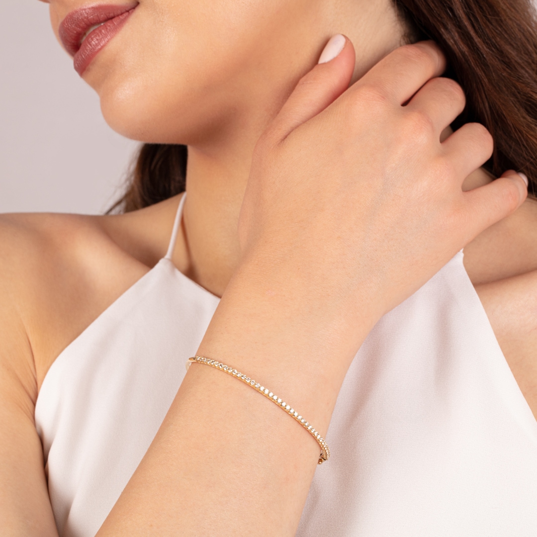 Armreif 750/18 K Gelbgold mit Diamanten 1.00 ct H/si