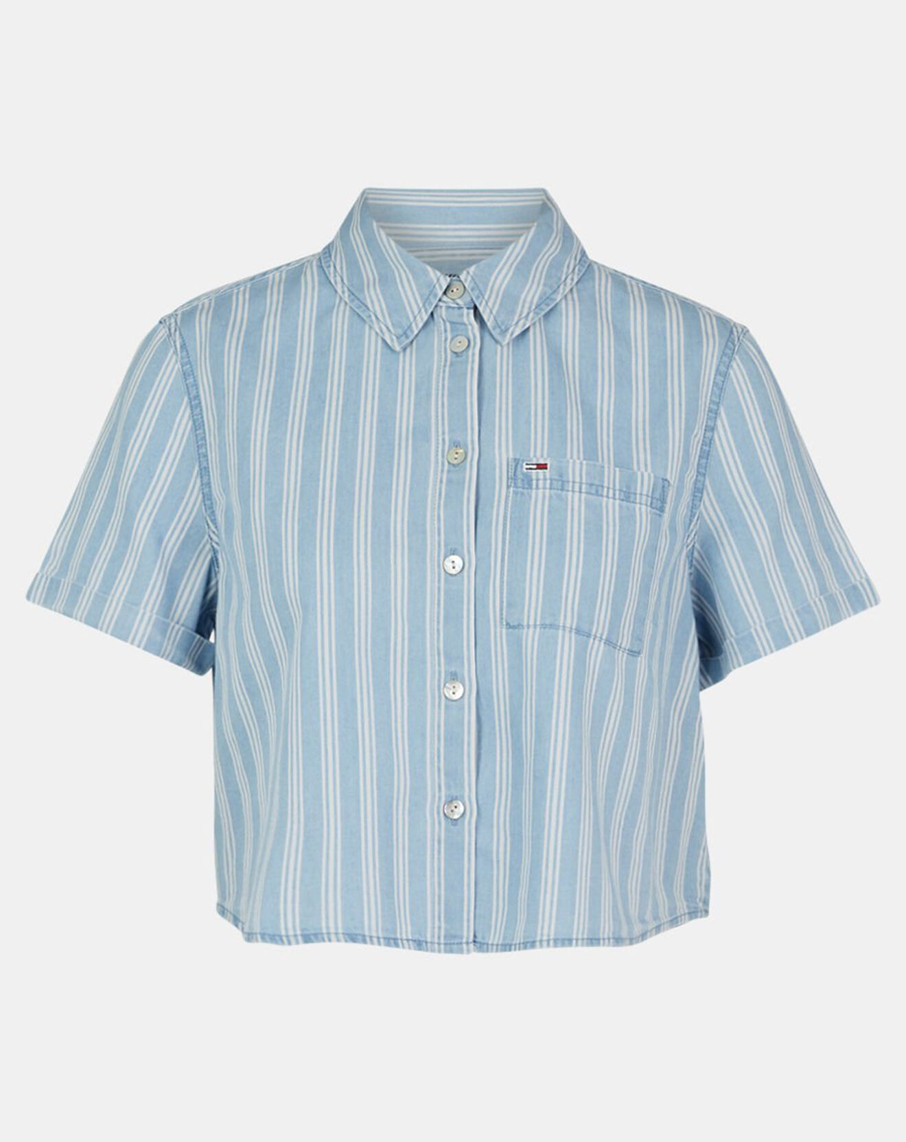 Tommy Jeans Chemisette Crop à rayures bleu ciel
