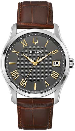 Bulova Quarzuhr Armbanduhr, Herrenuhr, Damenuhr, Lederarmband, Datum