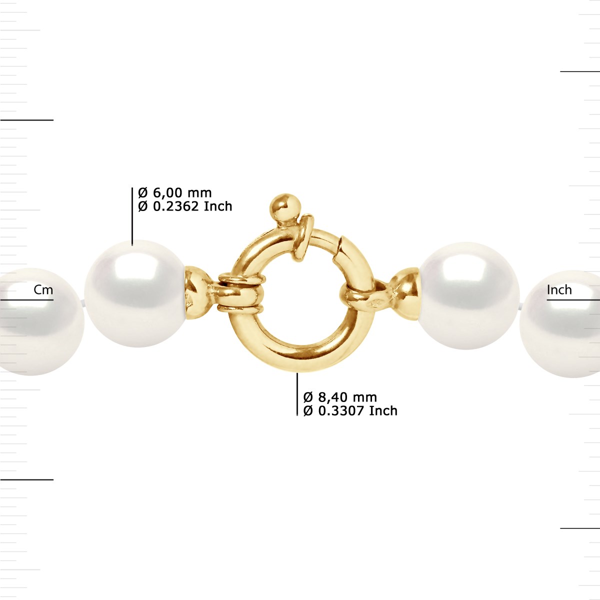 Collier Rang de Perles d'Eau Douce en Chute 10-6 mm PRINCESSE Fermoir Prestige Or Blanc 18 Carats