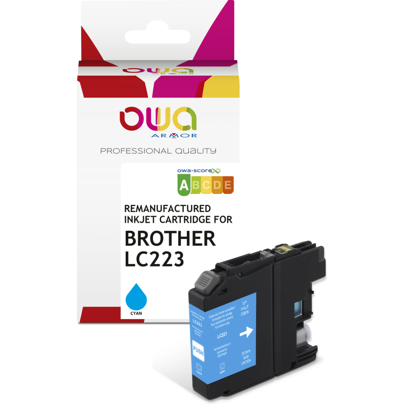 Cartouche d'encre remanufacturée OWA - standard - Cyan - pour BROTHER LC-223C