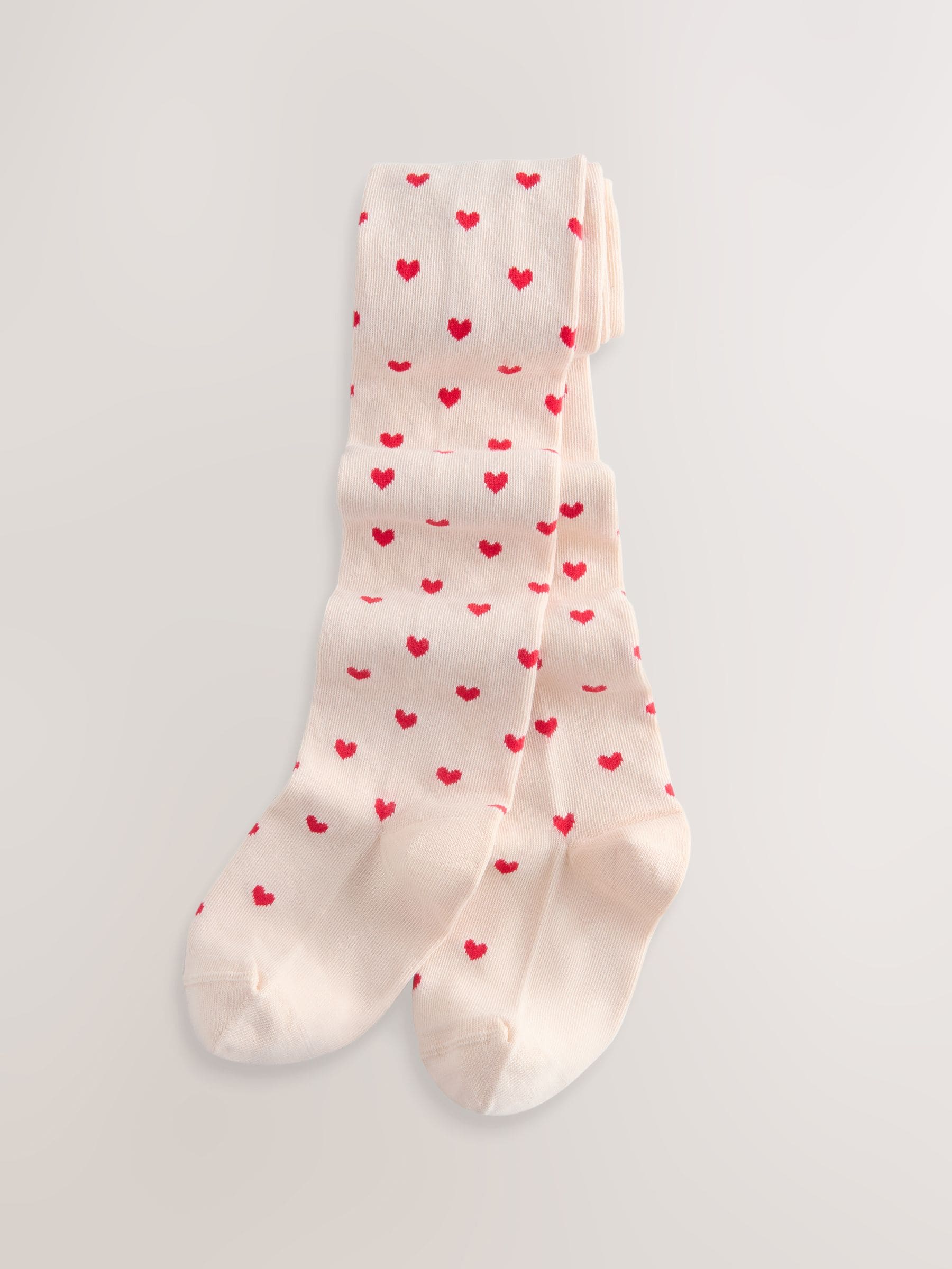 Crèmekleurig/rood - Maillot met hartjes en hoog katoengehalte