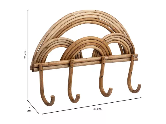 Cintre en rotin marron et bambou 38x7x26h cm