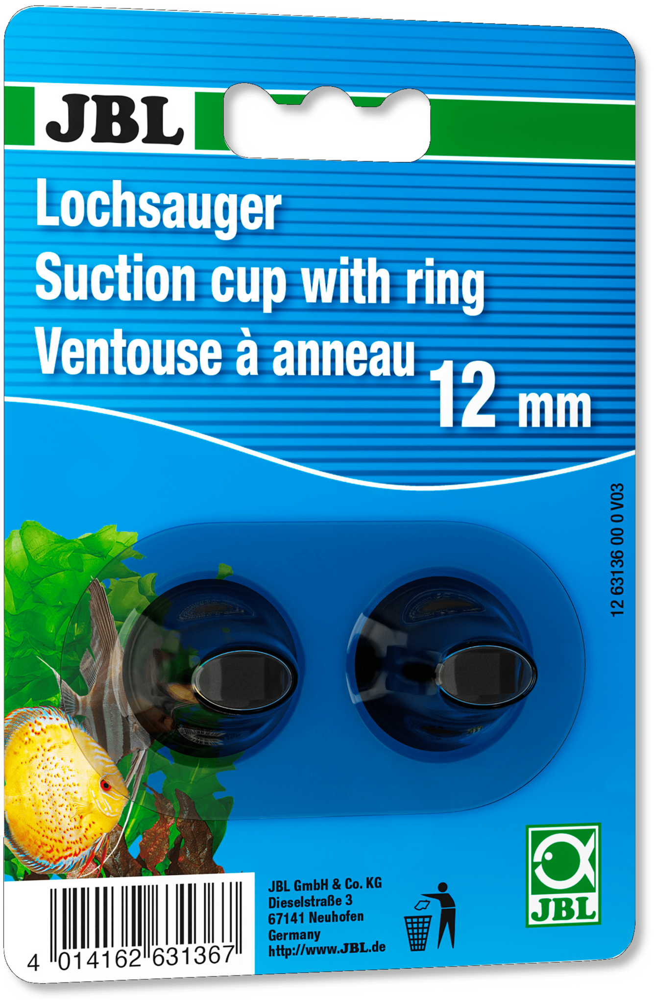 JBL Zuignap 12mm (Thermometer Glas) 2 stuks