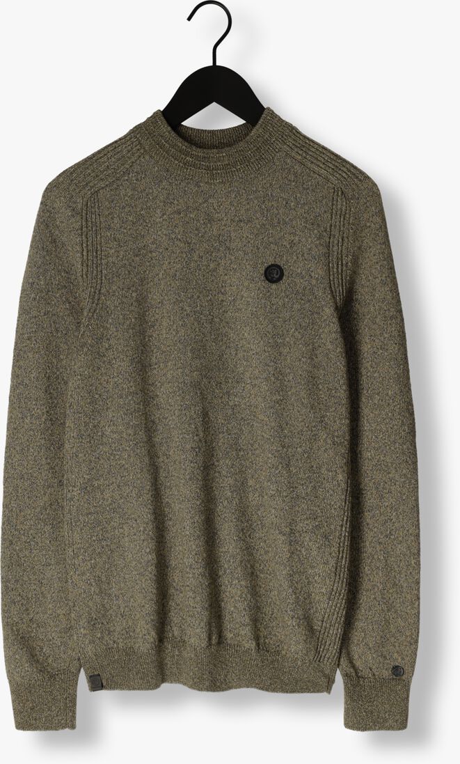 CAST IRON groene cast iron trui r-neck cotton mix mockneck