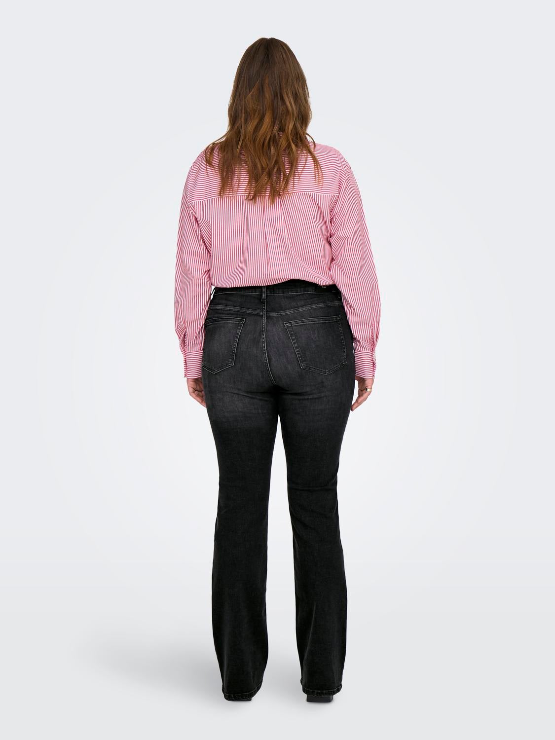 CARWILLY Hohe Taille Ausgestellt Jeans Washed Black