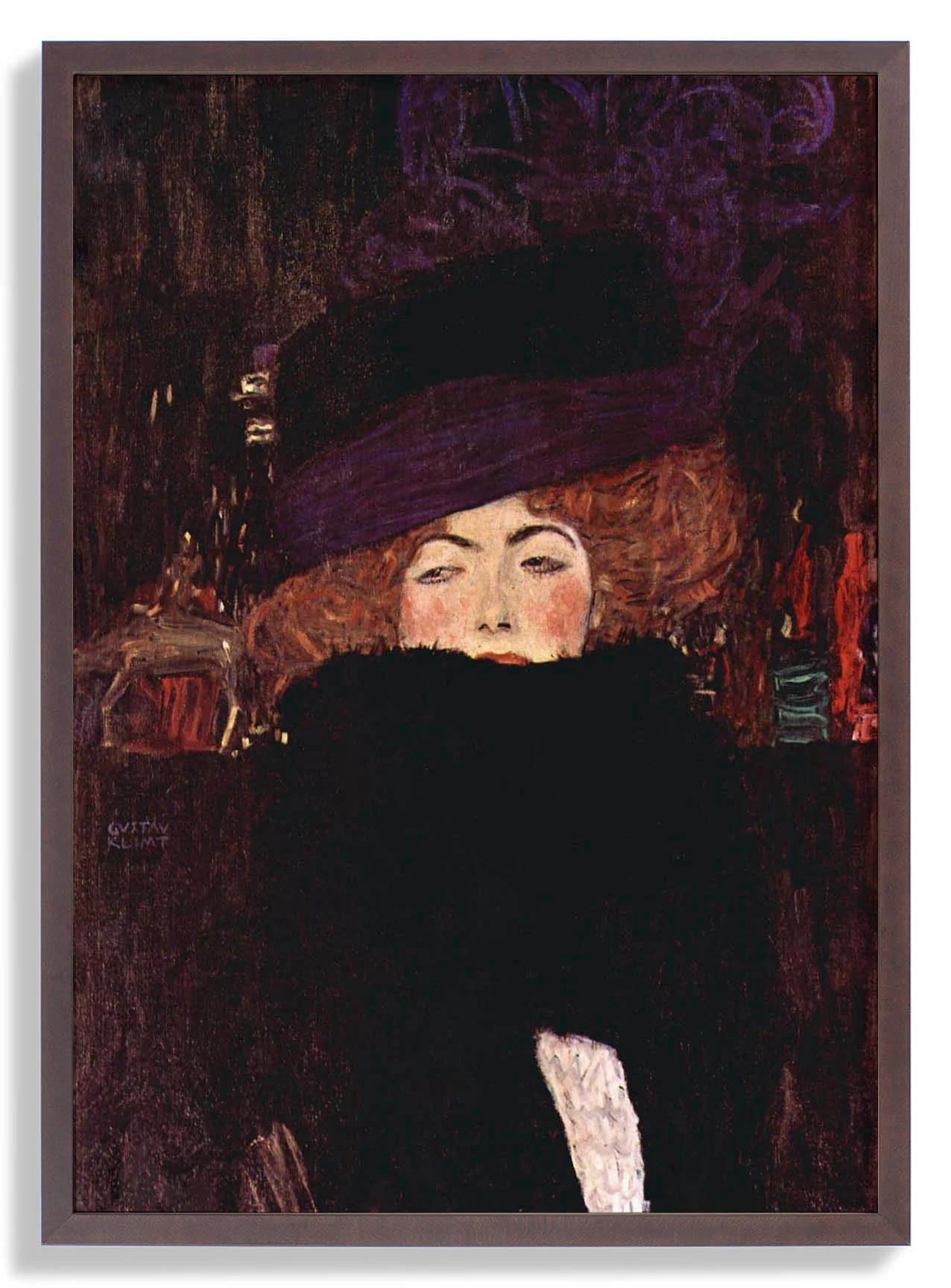 Dame mit Hut und Federboa von Gustav Klimt