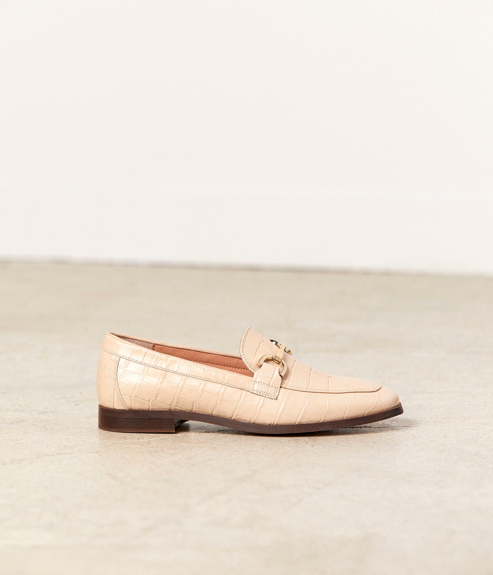 Mocassins croco beige Nelli