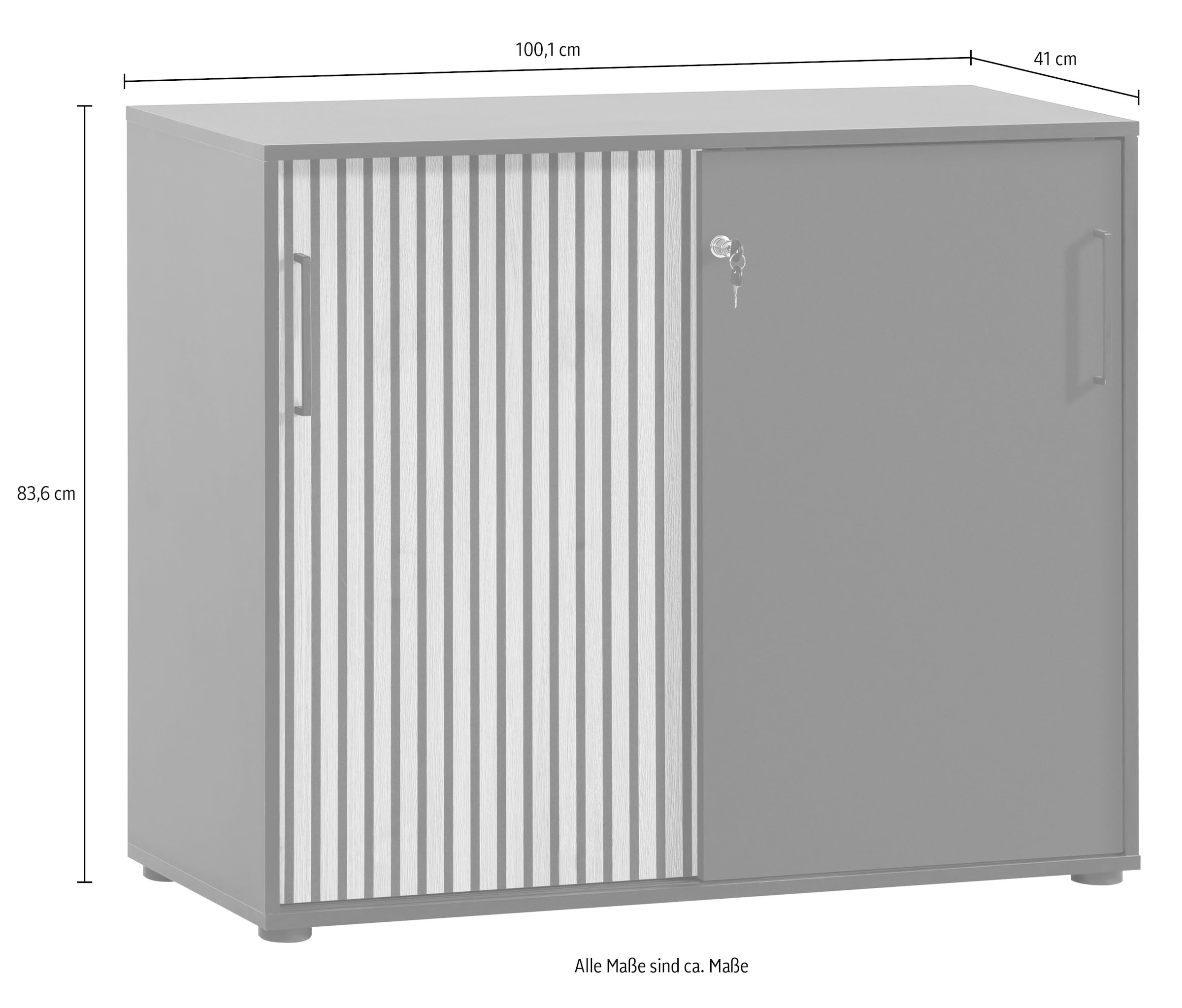 Schildmeyer Schiebetürenschrank »Hank, MADE IN GERMANY, Breite 100 cm« Tür mit Akustikprint, abschliessbar, Metallbeschläge