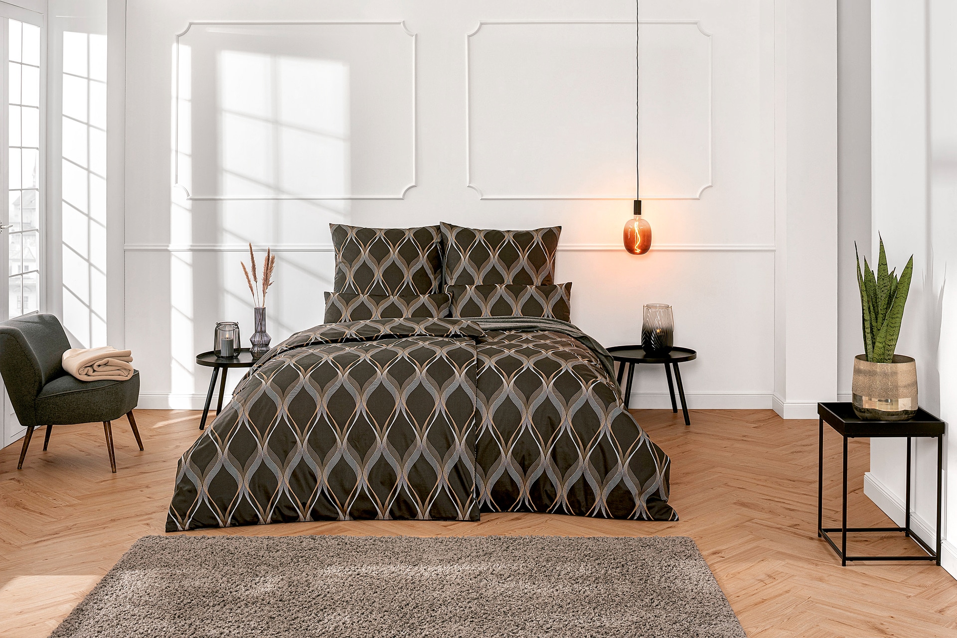 ESTELLA Mako-Satin Bettwäsche LYANNA 155 x 220 cm graphit