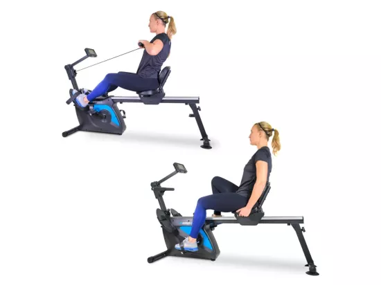 Rameur - Vélo semi allongé 2en1 pliable SUPER SKIPPER Résistance magnétique réglable 8 niveaux, Roue d'inertie 2kg