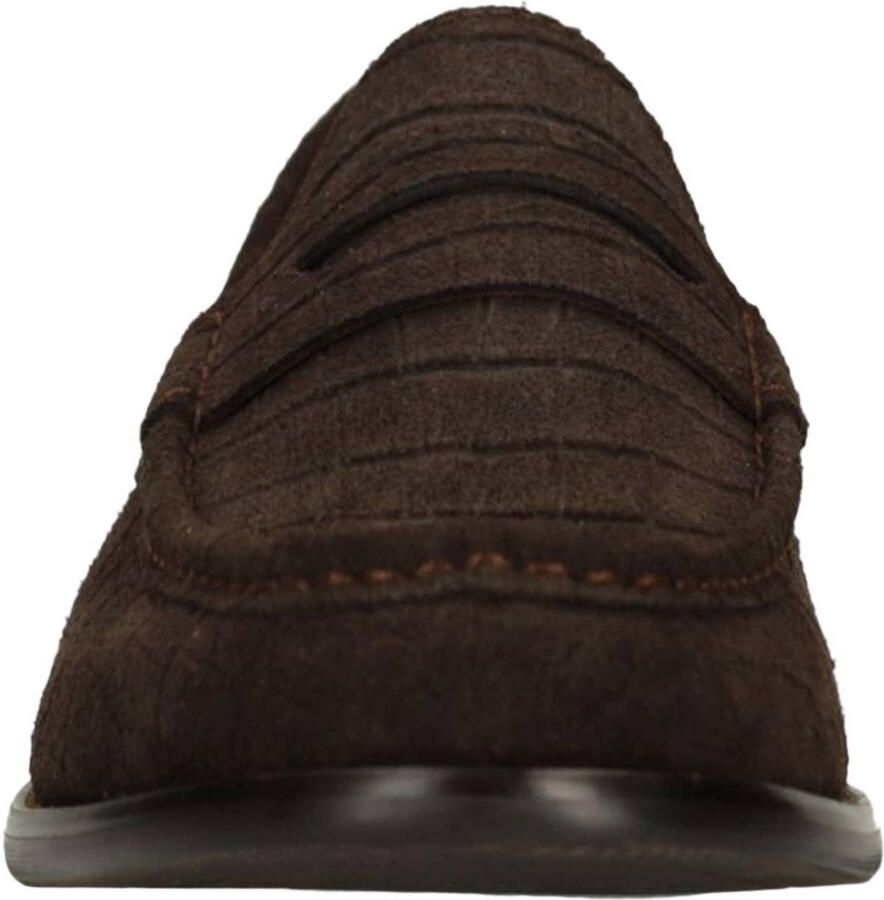 Manfield Heren Bruine suède loafers met crocoprint