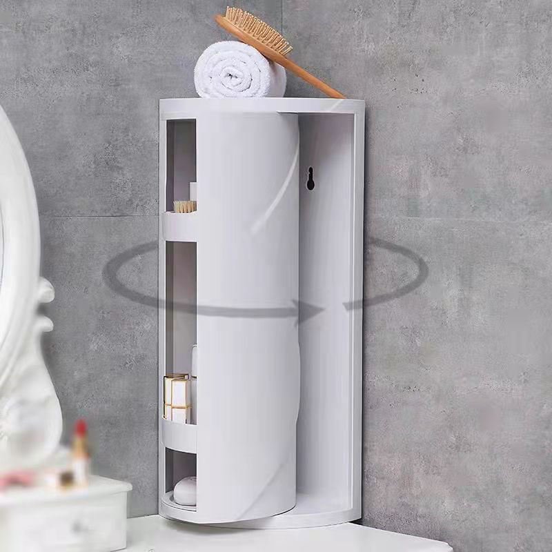 (60x24cm) Rotierender Badezimmer Eckregal Schrank mit 3 Ebenen 360º Grad Küchen Organizer mit Seifen Ablage   Saugnapf Halterung - Weiss