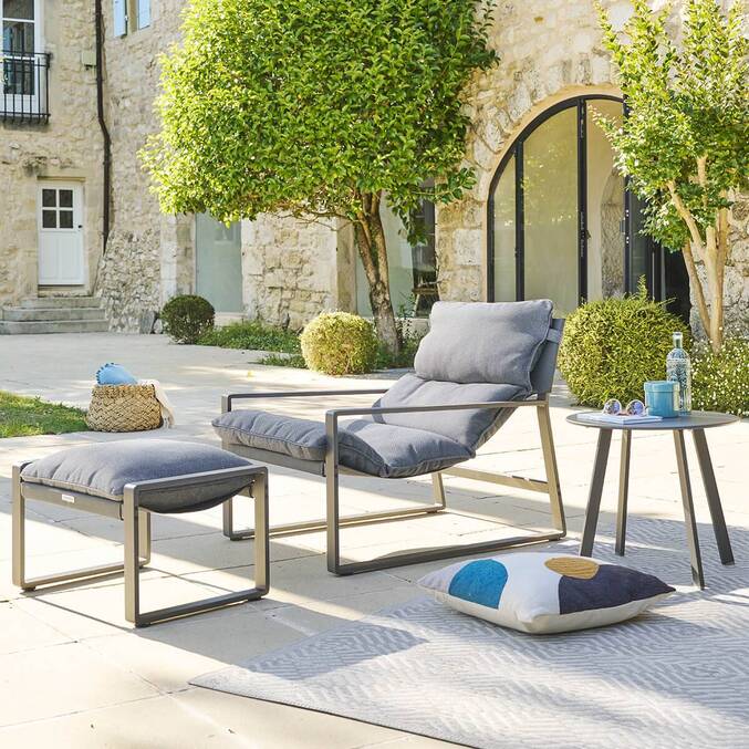 Fauteuil relax de jardin LAMBINIO Graphite & Gris foncé