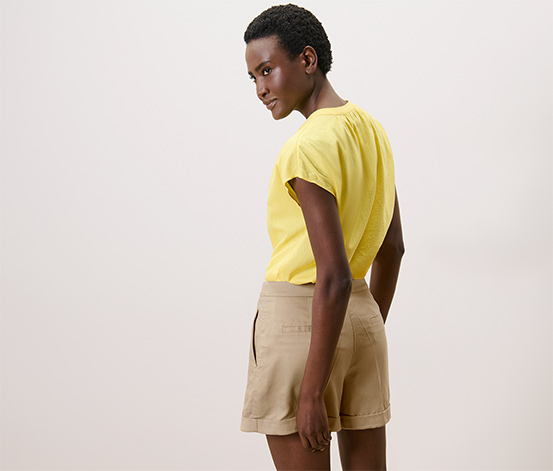 Shorts mit Leinenanteil, beige